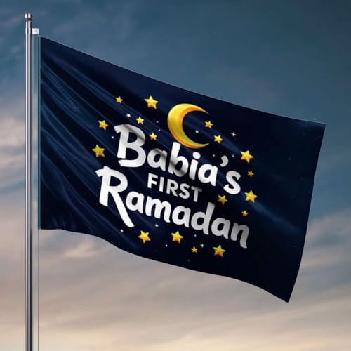 Veranda-Flagge, Babias erster Ramadan-Feier, coole Schlafsaal-Flagge, Schlafzimmer-Zubehör (152 x 244 cm) von OGBD