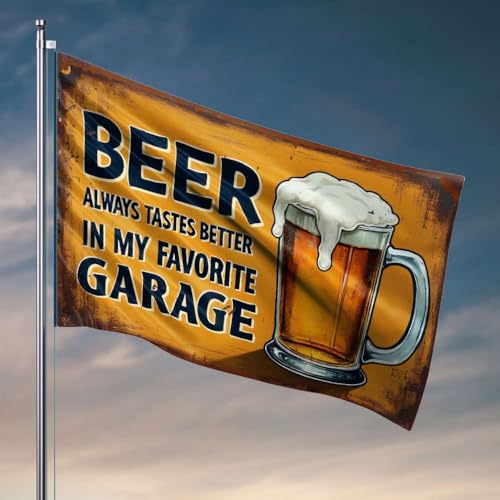 Veranda-Flagge, Bier schmeckt immer besser in meinem Favoriten, Garagenflagge, coole Wohnheim-Flagge, Schlafzimmer-Zubehör (60 x 90 cm) von OGBD