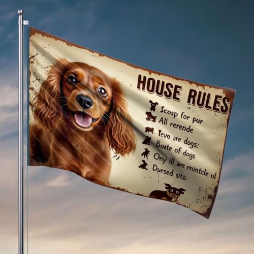 Veranda-Flagge, Hausregeln für Hundebesitzer. Flagge, coole Schlafsaal-Flagge, Schlafzimmer-Zubehör (120 x 180 cm) von OGBD