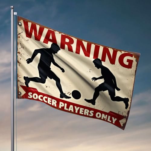 Veranda-Flagge, Warnung: Nur Fußballspieler. Flagge, coole Schlafsaal-Flagge, Schlafzimmer-Zubehör (152 x 244 cm) von OGBD