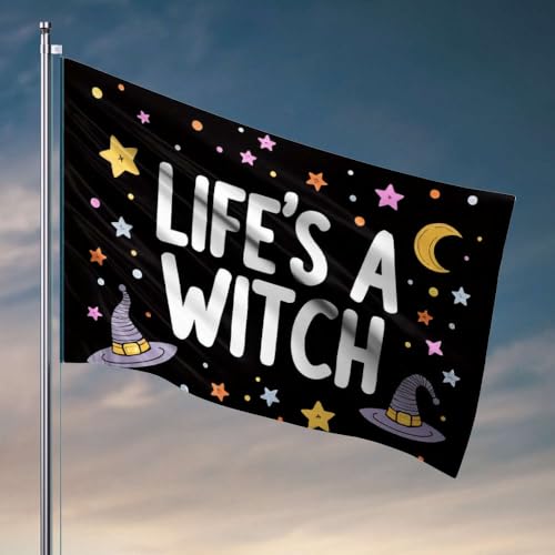 Veranda-Flagge "Life's A Witch", coole Wohnheim-Flagge, Schlafzimmer-Zubehör (30 x 45 cm) von OGBD