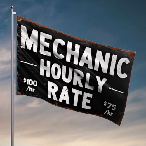 Wandflaggen für Jungs, zwei Mechaniker, Stundensätze, Winterhaus-Flagge, Raumsachen, 60 x 90 cm von OGBD