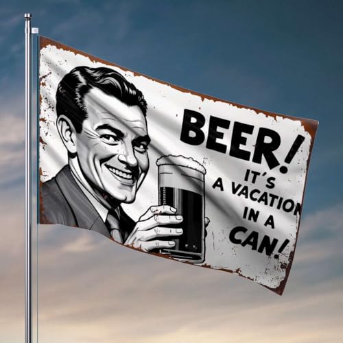 Wandflaggen für Jungs Bier Es ist ein Urlaub in einer Dose! Flaggenflaggen für Zimmer, Mädchen, lustige Raumdekoration (152 x 244 cm) von OGBD