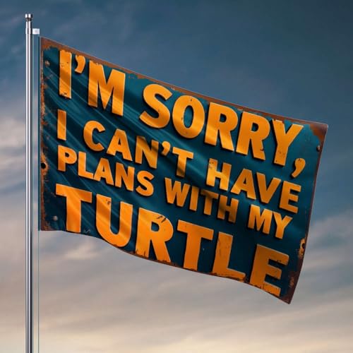 Wandflaggen für Jungs I'M Sorry, I Can't Have Plans With My Turtle. Flaggenflaggen für Zimmer, Mädchen, lustige Raumdekoration (60 x 90 cm) von OGBD