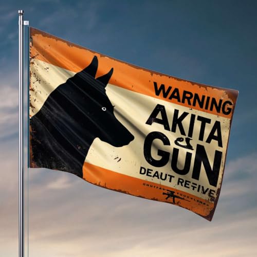 Warnschild für Männer, Höhlendekoration, Akita-Hund, Flagge, Flaggen für Herren, Gartenflaggenständer (152 x 244 cm) von OGBD