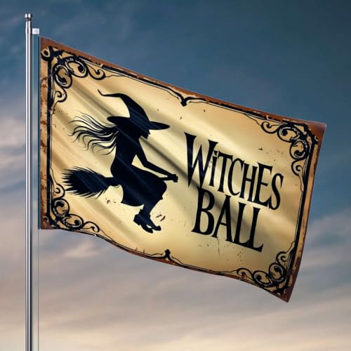 Wohnheim-Flaggen für Mädchen, Hexenball, Halloween-Party, Einladungsflagge, Wohnmobil-Flagge, Wohnheim-Flaggen für Mädchen (152 x 244 cm) von OGBD