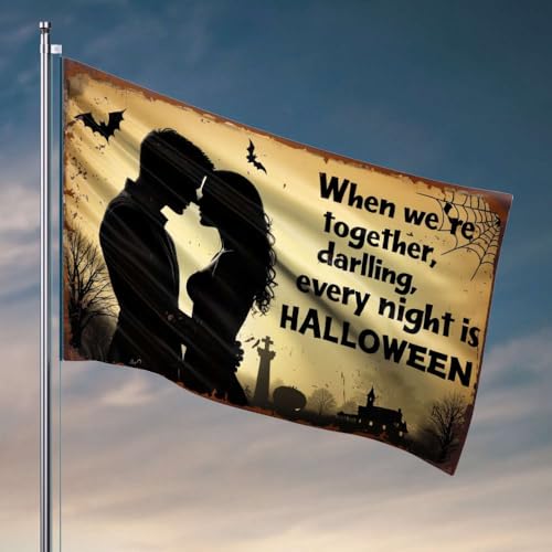 Wohnmobil-Flagge, Aufschrift "When We'Re Together, Darling, Every Night Is Halloween.Flagge, Terrasse, Bar, Zubehör, Hofkunst, 60 x 90 cm Wohnmobil-Flagge, Aufschrift "When We'Re Together, Darling, Every Night Is Halloween.Flagge, Terrasse, Bar, Zubehör, Hofkunst, 60 x 90 cm von OGBD