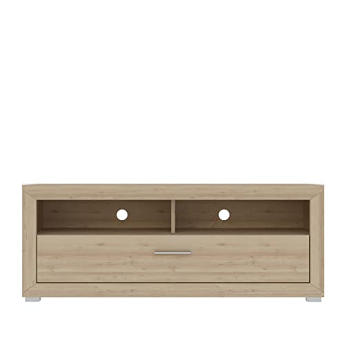 OGGI TV Schrank | Fernsehschrank TIZIO Lowboard, Wohnzimmer, Schlafzimmer, Jugendzimmer, praktisch, mit Doppelschublade, 125 x 48,4 x 49,5 cm, Buche Iconic von OGGI