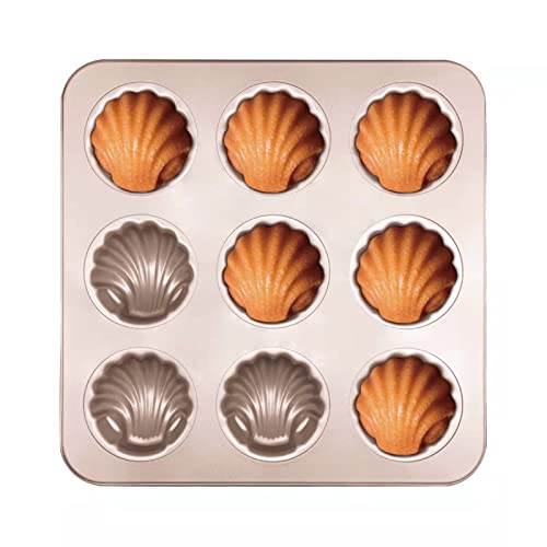 Madeleine Backformen Muschelform Kuchenform Bärentatzen Backform Antihaft Madeleine Backblech Form Französische Dessert Backform aus Karbonstahl 9 Mulden Für Muffins Brownies Brot Pudding Schokolade von OGIBRIDI