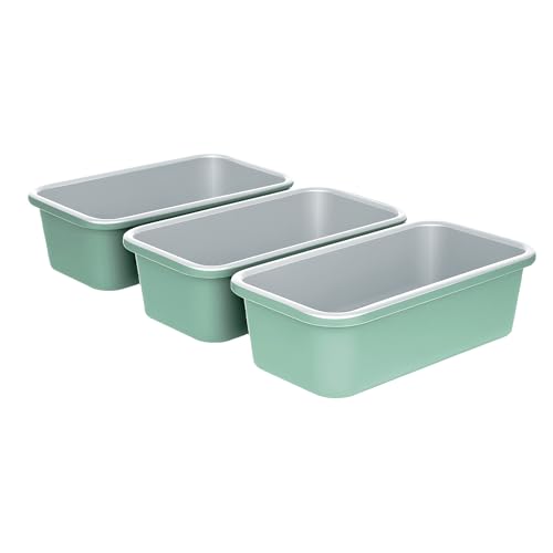 OGIBRIDI Brot Toastform Antihaft Rechteckige Kastenform Toastbrot Backform Sandwich Brotbackform Ofentablett zum Backen Aluminized Steel Grau-Grün 23.1x12.9x6.7cm 3-Teiliges Set von OGIBRIDI