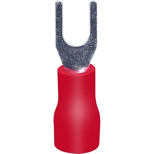 100 Stück U-Typ-Quickspleiß-Crimpverbinder – SV2-4 isolierte Gabelkabelschuhe, langlebige Flachstecker aus Messing(Red) von OGIZQNHA