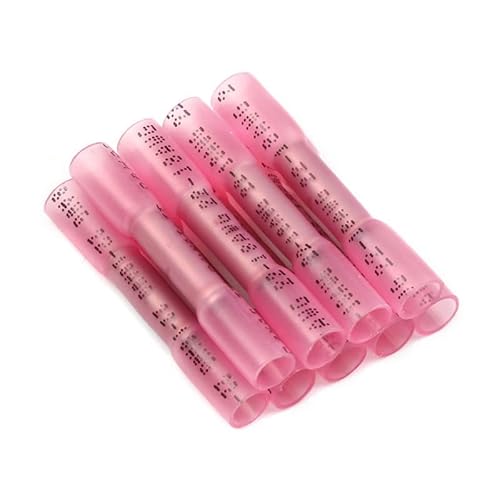 50 Stück Schrumpf-Stoßverbinder – langlebige Crimpklemmen for elektrische Verbindungen, AWG 26–10, PE- und Kupfermaterial(Pink) von OGIZQNHA