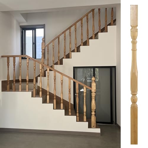 Treppengeländer aus massivem Hartholz – 37,4 Zoll und 33,5 Zoll Spindeln for Terrassen, Treppen und Geländer im Innen- und Außenbereich(95cm/37.4in 1 Pack) von OGIZQNHA