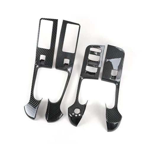 OGJFD Auto Dekorative Streifen Auto Fenster Glas Hebe Tasten Rahmen Dekoration Für A6 C6 2005-2011 LHD Styling Tür Armlehne Panel Abdeckung Trim(Kohlenstoff-Look) von OGJFD