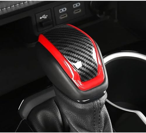 OGJFD Auto Dekorative Streifen Für Toyota Für RAV4 XA50 2019 2020 2021 2022 2023 Auto Schaltknauf Getriebe Kopf Abdeckung Trim Aufkleber innen Zubehör(Red Carbon) von OGJFD