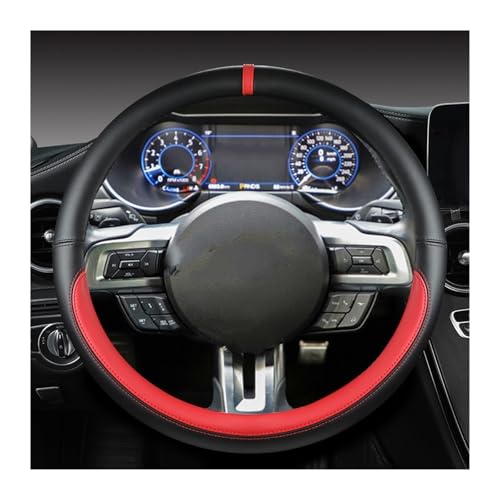 OGJFD Lenkradschoner Für Ford Für Mustang 2015-2019 Für Ford Für Mustang GT 2015-2019 rutschfeste Autolenkradabdeckung Auto Lenkradhülle(Rot) von OGJFD