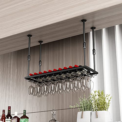 OGLFGLNY Hängende Weinglasregal für Bars Restaurants Küchen Einstellbare Stielhalterin für Deckendekoration Black 100 cm*30 cm OGLFGLNY Hängende Weinglasregal für Bars Restaurants Küchen Einstellbare Stielhalterin für Deckendekoration Black 100 cm*30 cm von OGLFGLNY