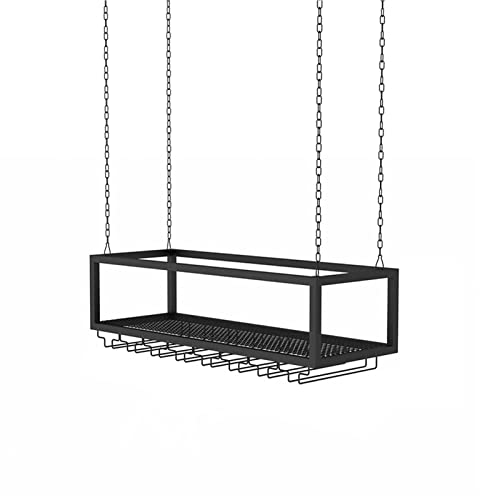OGLFGLNY Hanging Wine Rack Nizer für Weinflaschen und Glasstammwaren unter Kabinett oder Deckenmontage Metall Storage Regves Bar Unit Floating Halter (Größe: 60x25x20cm) von OGLFGLNY