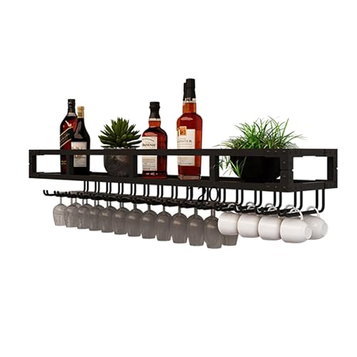 OGLFGLNY LED Light Strip Wandmontage Weinglashalter & Flasche Aufbewahrungsschrankstange Regale mit Glasregalgetränk Ausstellungsschelf für Home Bar oder Küche von OGLFGLNY