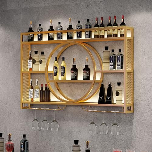 OGLFGLNY Metallweinregalwand mit Licht und Weinglashalter schwarz 47,2 Zoll stilvolle Barregale für Spirituosenflaschen in Küche oder Wohnzimmer OGLFGLNY Metallweinregalwand mit Licht und Weinglashalter schwarz 47,2 Zoll stilvolle Barregale für Spirituosenflaschen in Küche oder Wohnzimmer von OGLFGLNY