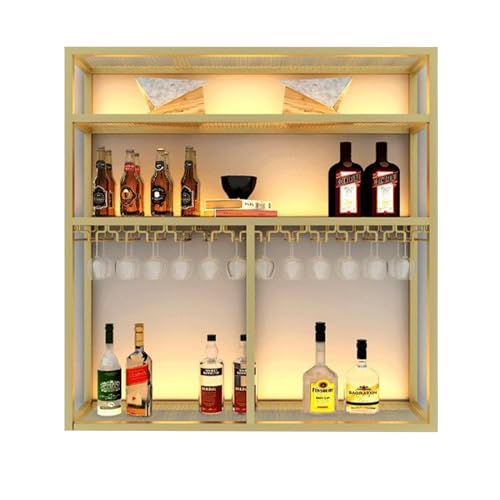OGLFGLNY Moderne LED -Wandmontage Wine Rack Regal Stylish Eisen schwimmend Weinspeicher mit Lichtern perfekt für Bar oder Spirituosenflasche Nization von OGLFGLNY