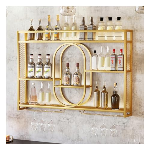 OGLFGLNY Moderne Metallwandmontageweinregal mit Flasche und Stammwarenglashalter stilvoller hängender Weinglashalter für die Lagerung und Ausstellung von Küchenstangen OGLFGLNY Moderne Metallwandmontageweinregal mit Flasche und Stammwarenglashalter stilvoller hängender Weinglashalter für die Lagerung und Ausstellung von Küchenstangen von OGLFGLNY