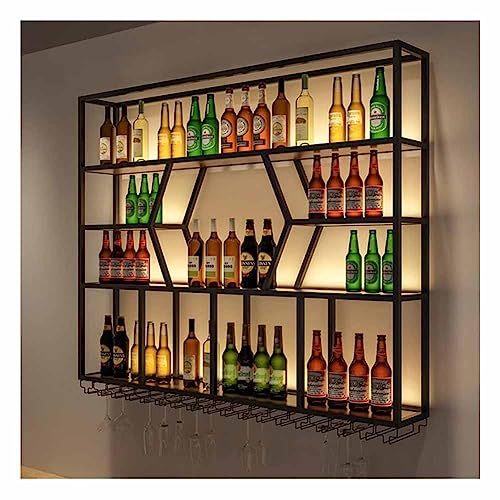 OGLFGLNY Schwimmende Metallwandmontage Wine Rack mit Glashalter für Heimrestaurant und Bars Black 120x20x125 cm OGLFGLNY Schwimmende Metallwandmontage Wine Rack mit Glashalter für Heimrestaurant und Bars Black 120x20x125 cm von OGLFGLNY