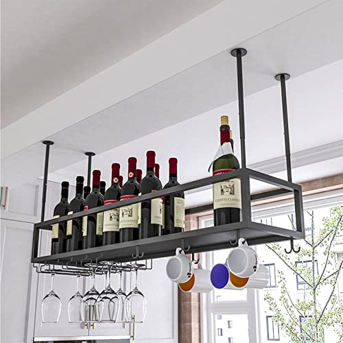 OGLFGLNY Vintage Industrial Metal Wine Glas Hanging Rack unter Schrankregal für das Restaurant Cafe Kitchen Nization und Storage Bar Decke Weinständer (80x30x21 cm) von OGLFGLNY