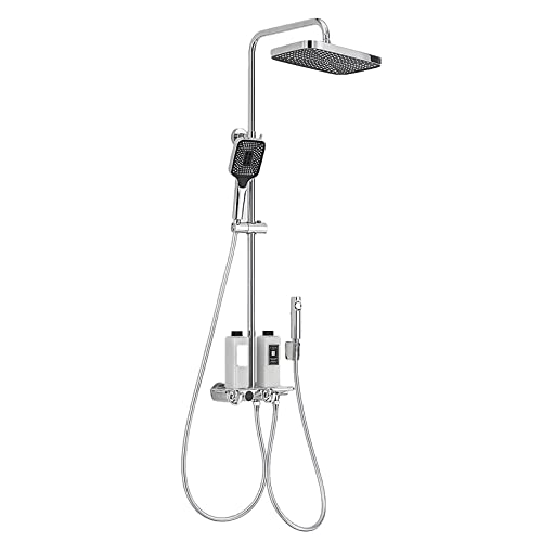 Thermostat -Duschsystem, thermostatischer 38 ° C -Duschmischset, Duschkit mit Niederschlagsduschkopf, Handheld -Dusche, Wannenhahn, Spray, einstellbare Höhe Anti -Verbrennungs -Chrom -Dusch -Set, Thermostat -Duschsystem, thermostatischer 38 ° C -Duschmischset, Duschkit mit Niederschlagsduschkopf, Handheld -Dusche, Wannenhahn, Spray, einstellbare Höhe Anti -Verbrennungs -Chrom -Dusch -Set, von OGLFGLNY