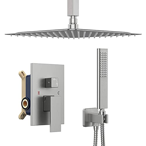 OGLQJYMZI N/A Brushed Nickel Shower System, Bathroom Luxury Rain Mixer Shower Combo Set, Ceiling Rainfall Shower Head von OGLQJYMZI