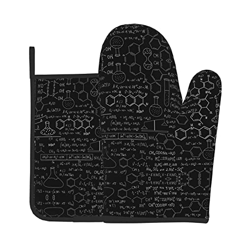 Abstrakte Wissenschaft Chemie Ofenhandschuhe und Topflappen 2er Set Hot Pan Matte zum Kochen BBQ Küche Geschenk für Koch Liebhaber Mama von OGNOT