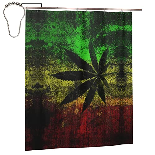 OGNOT Badezimmer-Vorhänge mit Jamaika-Flagge, Blätter, Duschvorhang für Badezimmer, Premium-Stoff-Duschvorhang, 152,4 x 183,9 cm, mit 12 Haken von OGNOT