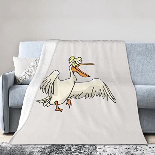 OGNOT Lustige Pelican warme und gemütliche Flanelldecke, leicht, universell für alle Jahreszeiten. Geeignet für Sofa, Bett, Camping, Reisen von OGNOT