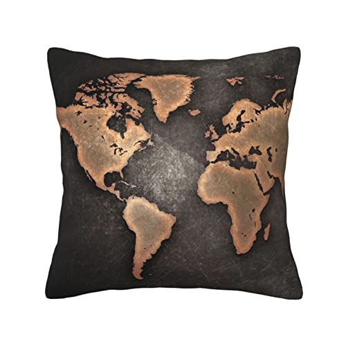 OGNOT Weltkarte Continents Kissenbezüge, weicher quadratischer Kissenbezug, Kissenbezug, für Sofa, Couch, Bett, 45,7 x 45,7 cm von OGNOT