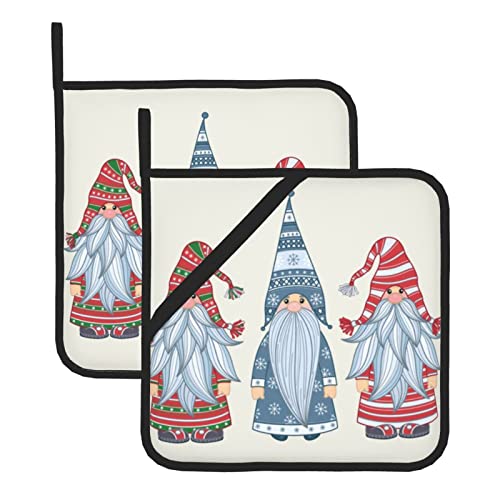 Weihnachtlicher Weihnachtsmann-Zwerg mit Taschen, 20,3 x 20,3 cm, hitzebeständige Topflappen, für den Ofen von OGNOT