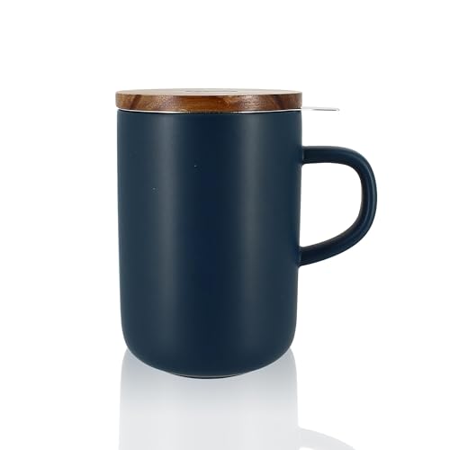 OGO LIVING Juliet 7912015 Teetasse 475 ml - ideal für Tee und Kräutertee - Teetasse aus Steinzeug und Deckel aus Akazienholz - blau OGO LIVING Juliet 7912015 Teetasse 475 ml - ideal für Tee und Kräutertee - Teetasse aus Steinzeug und Deckel aus Akazienholz - blau von OGO LIVING