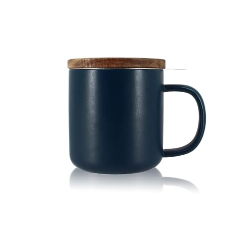 OGO LIVING - Teetasse Juliet, Blau, 300 ml, ideal für Tee und Kräutertee – Teetasse aus Steinzeug und Deckel aus Akazienholz OGO LIVING - Teetasse Juliet, Blau, 300 ml, ideal für Tee und Kräutertee – Teetasse aus Steinzeug und Deckel aus Akazienholz von OGO LIVING