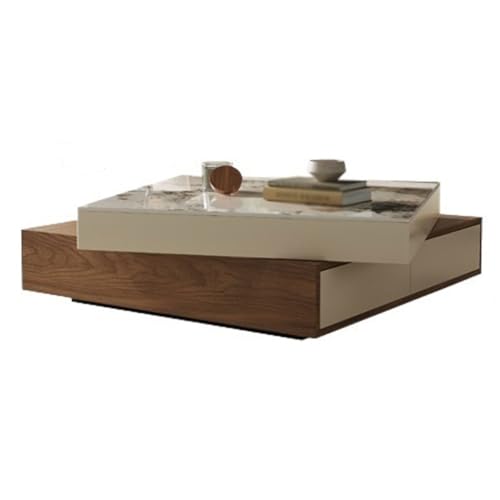 OGOODLE Couchtisch Wohnzimmer Beistelltisch Couchtisch Rock Plate Rotating Square Einfache kleine Wohnung Lagerung Massivholz Home Teetisch Beistelltisch von OGOODLE