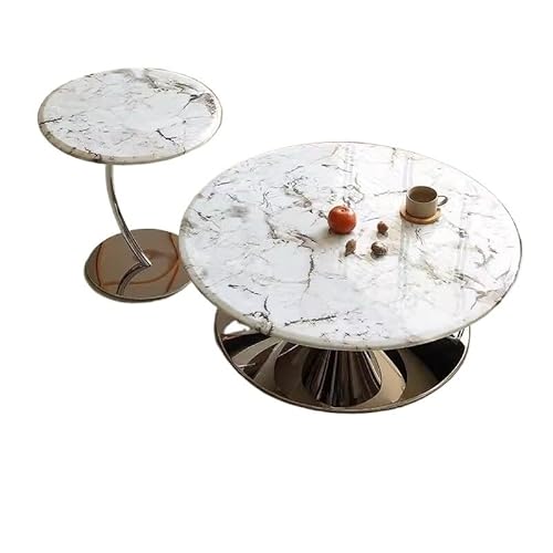 OGOODLE Couchtisch Teetisch Natürlicher Edelstahl Wohnzimmer Home Kleiner Haushalts Hängender Marmor Beistelltisch von OGOODLE