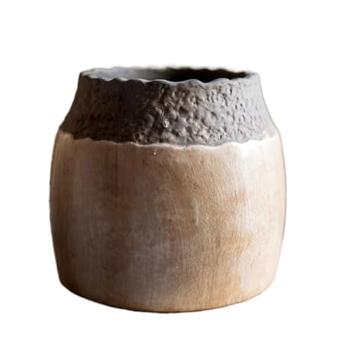 OGOODLE Blumentopf Antike Alte Vase Blumenvasen Haushalt Handgefertigte Grobe Keramik Gläser Blumenarrangement Ornamente Einfacher Übertopf von OGOODLE