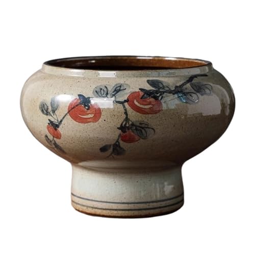 OGOODLE Blumentopf Home Retro Keramik Topf Bonsai Kreativer Handbemalter Hoher Fuß Grüner Blumentopf Einfacher Übertopf von OGOODLE