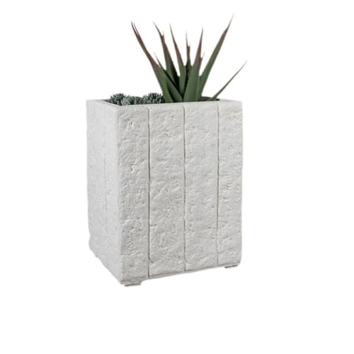 OGOODLE Blumentopf Rechteckige Rillenvase Grünpflanze Blumenkasten Balkon Fiberglas Blumentopf Ornamente Einfacher Übertopf von OGOODLE