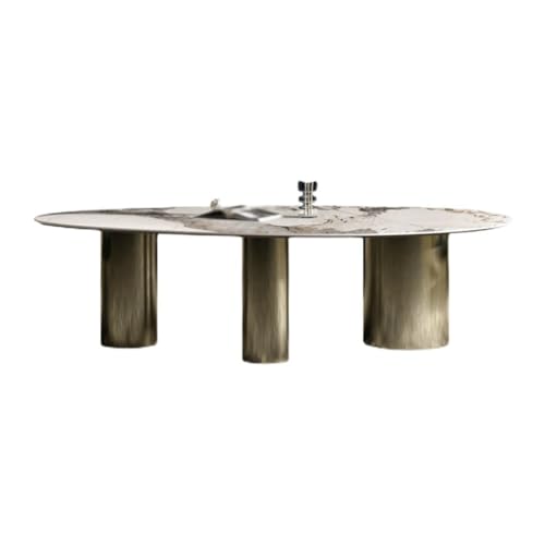 OGOODLE Esstisch Nordischer Schiefer-Esstisch, einfacher Konferenztisch, moderner ovaler Esstisch, Home-Office-Schreibtisch, Partyspieltisch Küchentisch(M:160 * 90 * 75cm) von OGOODLE