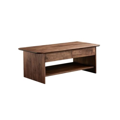 OGOODLE Kleiner Couchtisch 120x60x45cm Walnuss Home Wohnzimmer Mitteltisch mit Stauraum, einfacher doppelschichtiger Teetisch, rechteckige Aufbewahrungsmöbel Beistelltisch von OGOODLE