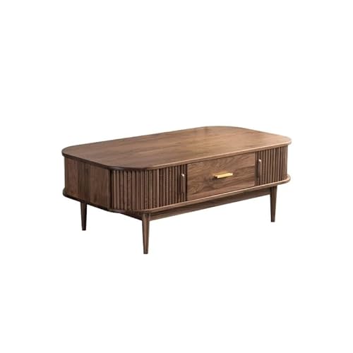 OGOODLE Kleiner Couchtisch 120x70x45cm Walnuss Couchtisch Retro Entertainment Center, Massivholz Wohnzimmer Boden Aufbewahrungsmöbel Beistelltisch OGOODLE Kleiner Couchtisch 120x70x45cm Walnuss Couchtisch Retro Entertainment Center, Massivholz Wohnzimmer Boden Aufbewahrungsmöbel Beistelltisch von OGOODLE