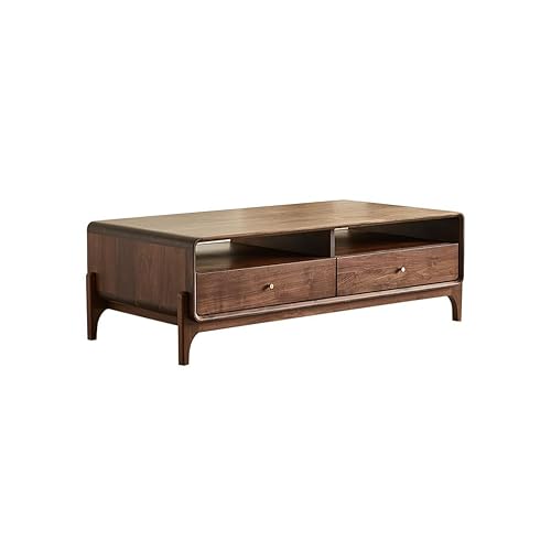 OGOODLE Kleiner Couchtisch 130x70x45cm Nussbaum Massivholz Wohnzimmer Aufbewahrungstisch, einfacher Coffee Shop Verhandlungstisch mit Schubladen Aufbewahrungsmöbel Beistelltisch OGOODLE Kleiner Couchtisch 130x70x45cm Nussbaum Massivholz Wohnzimmer Aufbewahrungstisch, einfacher Coffee Shop Verhandlungstisch mit Schubladen Aufbewahrungsmöbel Beistelltisch von OGOODLE