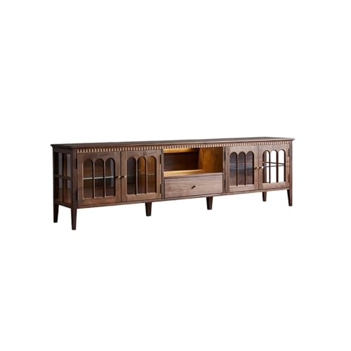 OGOODLE TV-Schrank ​​210cm Retro-Moderner Holz Aufbewahrungsschrank, Minimalistischer Nussbaumfarbe Wohnzimmermöbel, Geeignet für Hotels​ Medienkonsole von OGOODLE