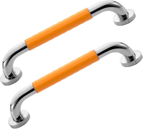 Haltegriff 2er-Pack Badezimmer-Handläufe, rutschfeste Sicherheitsstützstange aus Edelstahl for Dusche, Badewanne, mit leuchtenden Kreisen, Toilettengriffe(Orange,30cm) von OGYJMSFN