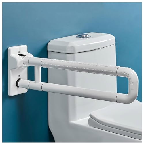 Haltegriff Badezimmer-Handlauf, klappbarer Sicherheits-Haltegriff aus Edelstahl for die Toilette mit rutschfester Armlehnenunterstützung, Handlauf for ältere und behinderte Menschen(Bianco,60cm) von OGYJMSFN