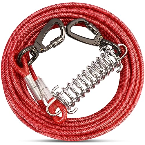 Tie Out Leinen für Hunde mit Stoßdämpfender Feder,lHofleine Leinen für Hunde(02-Rot,15M Tie Out Leinen für Hunde mit Stoßdämpfender Feder,lHofleine Leinen für Hunde(02-Rot,15M von OH-JEWPHX